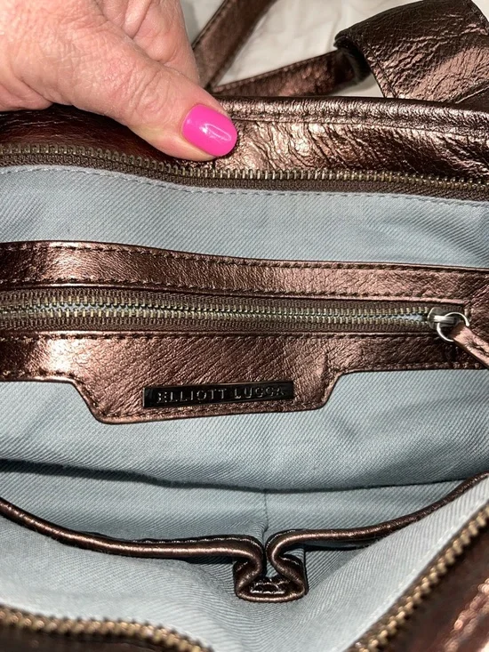 Elliott Lucca Estella Metallic Bronze Leather Shoulder Bag NWT - Picture 7 of 7